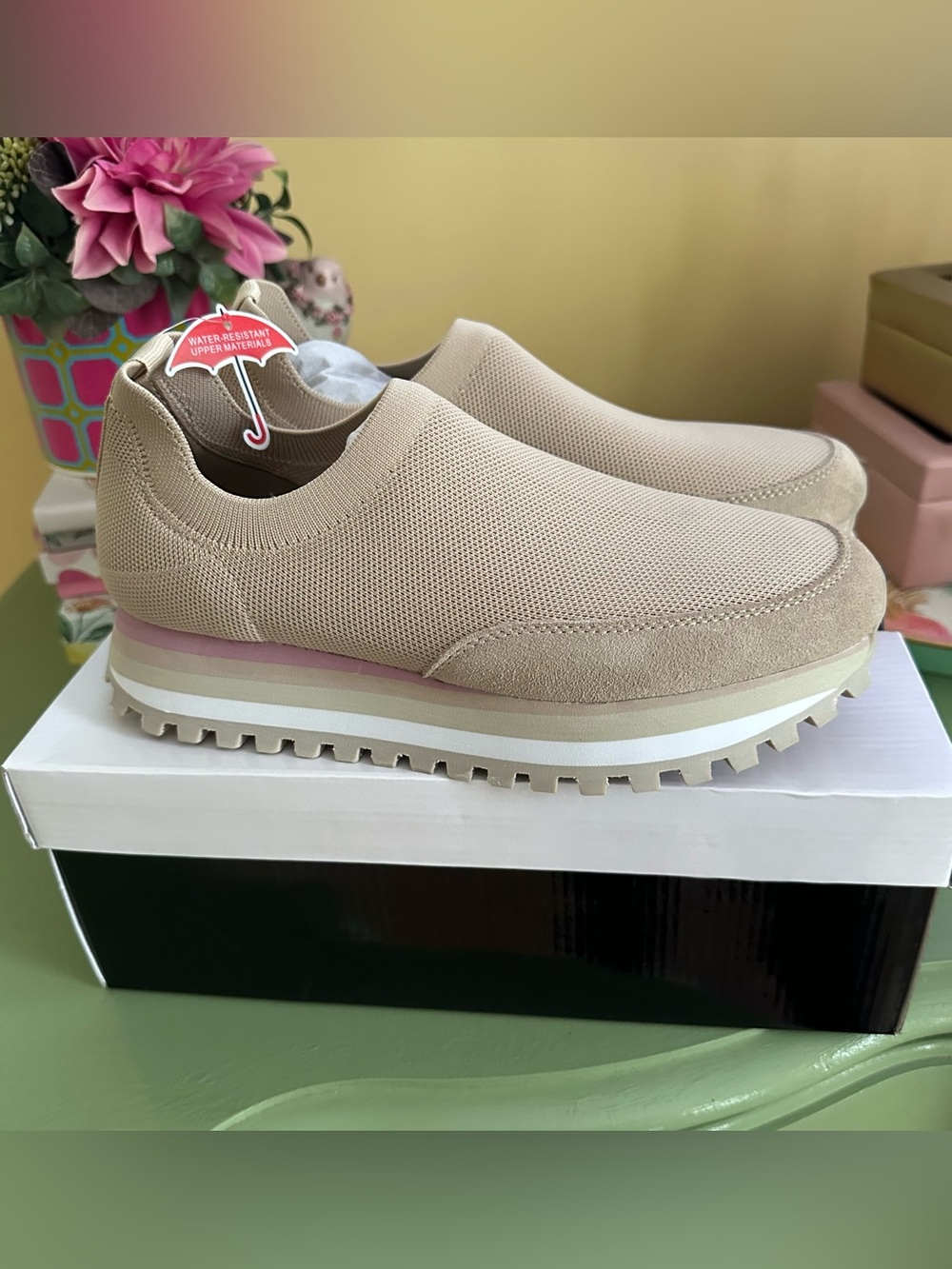 Blondo Lakelyn Sand Knit Platform Slip-On Athletic Sneakers Shoes Size 8.5 NEW - Picture 2 of 12